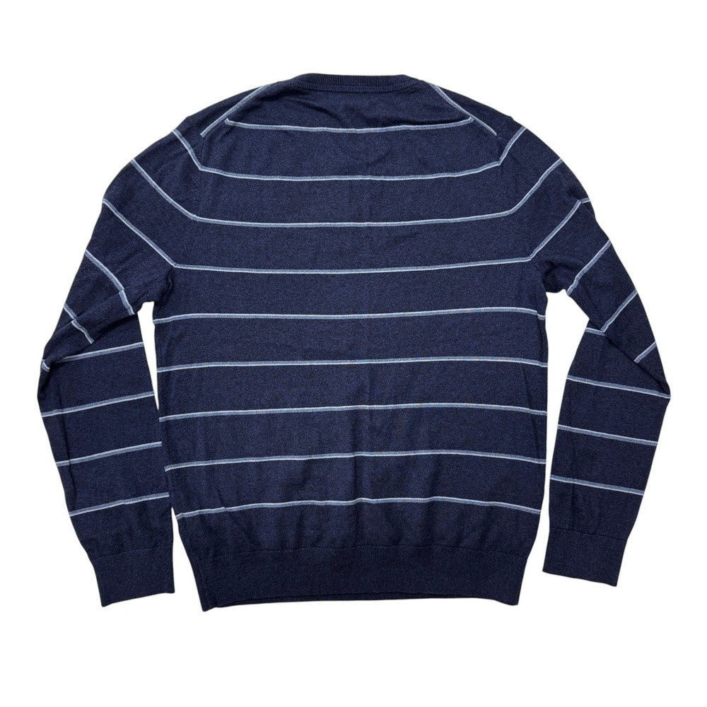 Banana Republic Silk Cotton Cashmere Striped Sweater Navy Blue Mens Medium New - Picture 11 of 11